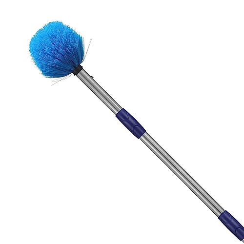 Cobweb Duster with Pole, 10ft Stainless Steel Pole Cobweb Brush with Medium-Stiff Bristles for Walls Beams Shelves Iight Fixtures and Window Screens - size: 10FT