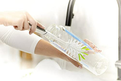 Scotch-Brite Dish Brush, 4 Pack, Green, Plastic Handle & Bristles, Safe for Cookware & More, Reusable, Glass & Water Bottle Brush
