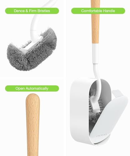 Wooden Toilet Brush, OSCIOSS Toilet Brush and Holder Set with Ergonomic Design, Compact Size, Durable Bristles, Bamboo RV Toilet Cleaner & Holder for Bathroom (Natural, 1pack) - color: Natural, size: 1 Pack