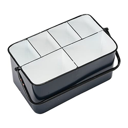Creative Co-Op Farmhouse Metal Storage Caddy with 6 Compartments and Handle, Distressed Blue and White - color: Blue and White