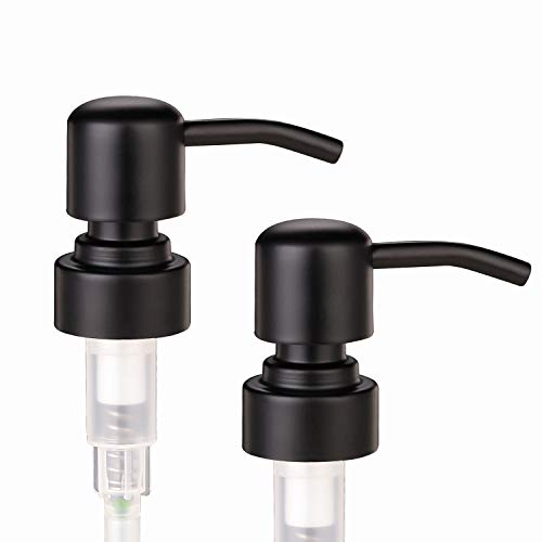 2 Pack Thick Clear Glass Pint Jar Soap Dispenser with Matte Black Stainless Steel Pump, 16ounce Clear Boston Round Bottles Dispenser with Rustproof Pump for Essential Oil, Lotion Soap - color: Matte Black