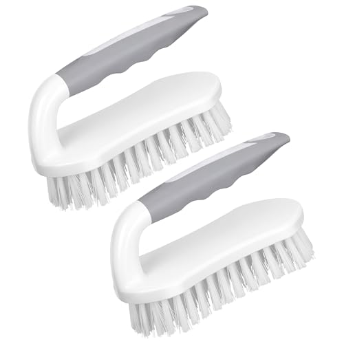 Scrub Brush 2 Pack, Heavy-Duty Scrub Brushes for Cleaning with Stiff Bristles Cleaning Brush for Shower, Bathroom, Carpet, Kitchen and Bathtub Scrubber
