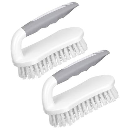 Scrub Brush 2 Pack, Heavy-Duty Scrub Brushes for Cleaning with Stiff Bristles Cleaning Brush for Shower, Bathroom, Carpet, Kitchen and Bathtub Scrubber