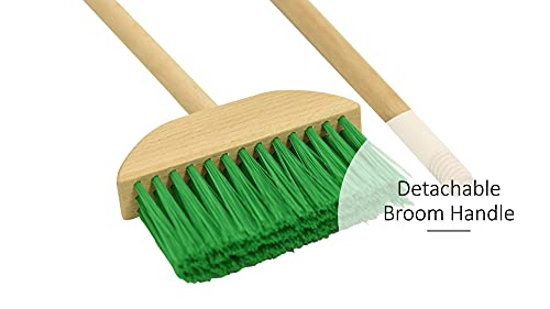 JustForKids Wooden Detachable Kids Cleaning Set - Duster, Brush, Mop, Broom and Hanging Stand Play - Housekeeping Kit - STEM Toys for Toddlers Girls & Boys, Total 6 Pieces,Multi Color,10071