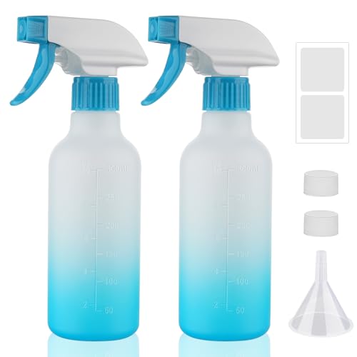 Spray Bottles 12oz HDPE Spray Bottle for Hair Mist/Stream Empty Sprayer Heavy Duty Refillable Containers for Cleaning Solutions, Plants, Vinegar 2 Pack (Blue, 12oz) - color: Blue, size: 12oz
