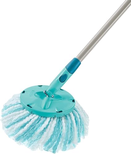 Leifheit Replacement Mop Head Clean Twist Disc Mop x 2 Pack – Dual Fibre System for Deep Cleaning & Maximum Absorption – Compatible with Clean Twist Systems – Set of 2 – White/Turquoise