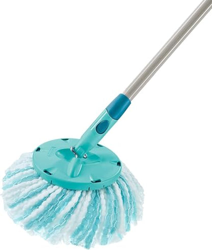 Leifheit Replacement Mop Head Clean Twist Disc Mop x 2 Pack – Dual Fibre System for Deep Cleaning & Maximum Absorption – Compatible with Clean Twist Systems – Set of 2 – White/Turquoise