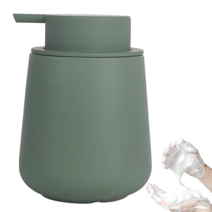 INGOFIN Ceramic Foaming Soap Dispenser - 12oz Foam Hand Soap Dispenser Bathroom, Modern Dish Soap Bottle with Pump for Kitchen, Matte Green - color: Matte Green-foam