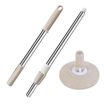 Spin Mop Replacement Mop Handle, 49-inch 360 Degrees Rotating Telescopic Replacement Mop Stick with Reinforced Plastic Disc for Spin Mop Bucket Cleaning System (Plastic Disc, Khaki) - color: Khaki, style: Plastic Disc