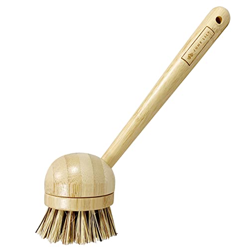 JuneLily Long Coconut Dish Brush Plant-Based Vegan for Kitchen Bathroom Cleaning Produce Washing Dishes (Long Dish Brush) - color: Long Dish Brush