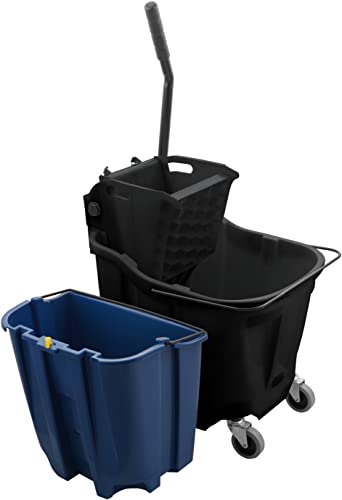 SPARTA OmniFit Mop Bucket System, Durable Mop Bucket, Side Press Wringer, and Soiled Water Insert, Floor Cleaning Essentials for Commercial and Home Use, 35 Qt Capacity, 1 Count, Black - color: Black
