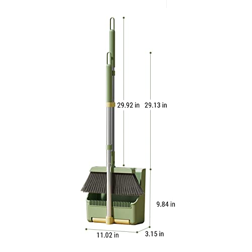 Broom and Dustpan Set, Broom with Dustpan Combo Set Hand Brooms for Home & Kitchen with Elongated Tooth Comb, Long Handle Upright Stand Up Outdoor Brooms, Household Cleaning Supplies Home Essentials