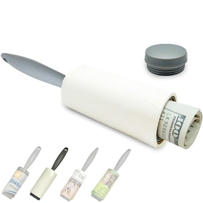 Diversion Safe Money Rollers for Pet Hair, Sticky, Remover for Couch, Clothes Furniture and Carpet. Dog Hair Remover Cat Hair - Secret Hidden Jewelry Storage Home Security (White)