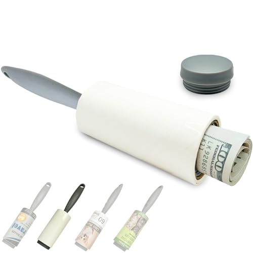 Diversion Safe Money Rollers for Pet Hair, Sticky, Remover for Couch, Clothes Furniture and Carpet. Dog Hair Remover Cat Hair - Secret Hidden Jewelry Storage Home Security (White)