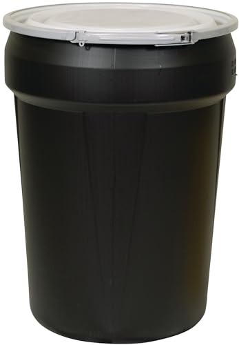 Eagle 30 Gallon Plastic Drum with Lid, Metal Lever-Lock, 28.5"x21.1", Open Head Lab Pack Drum Made of Durable, Lightweight HDPE, Withstands Weather and Chemicals, Made in USA, Black, 1601MBLK - color: Black, size: 30 Gallon, style: Metal Lever-Lock