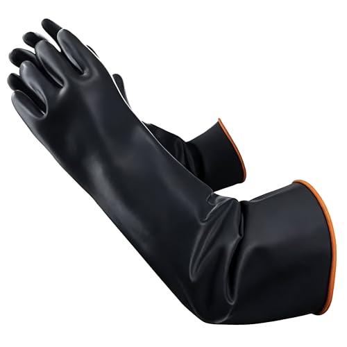 22" Chemical Resistant Gloves, Reusable Heavy Duty Long Rubber Glove, Waterproof Dishwashing Gloves for Men, Forearm Protection Resist Strong Acid, Alkali, Oil, XL Size - size: 22 inch