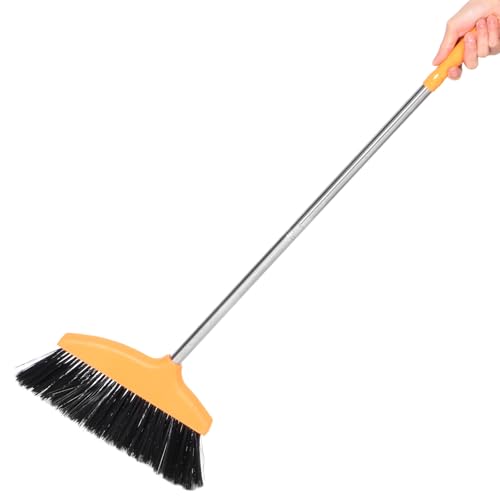 CALLARON Soft Bristle Broom Long Stainless Steel Handle Wide Angle Plastic Floor Broom Home and Outdoor Sweeping Courtyard Cleaning Tool