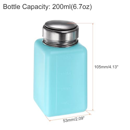 HARFINGTON Solvent Alcohol Dispensers 200ml(6.8oz) Push Down Liquid Dispenser Pump Bottle with Sealing Stainless Steel Lid for Acetone Cleanser Polish Remover, Blue - color: Blue, size: 6.8 Ounces