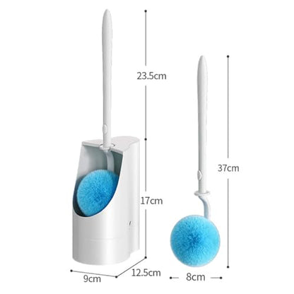 Toilet Brush 2 Pack with Holder Set, Long Handle Toilet Bowl Cleaner Brush with Durable Curved Bristles, Deep Cleaning Toilet Scrubber for Bathroom Accessories,White