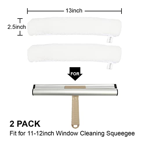13-Inch Window Washer Sleeve, Microfiber Squeegee Sleeve Refills for 11-12 inch Window Cleaner Scrubber - 2 Packs, White