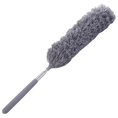 Extendable Feathers Duster Bendable Microfiber Long Handled Duster, Flexible Hand Cobweb Cleaner with Telescoping Pole for Cleaning High Ceiling Fans, Cars, Blinds, Cobweb, Furniture - color: Gray