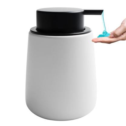 Soap Dispenser Ceramic with Easy-to-Press Pump Hand Lotion Liquid Dispenser for Shampoo Bathroom Kitchen 12 oz Blackwhite - color: Liquid-blackwhite