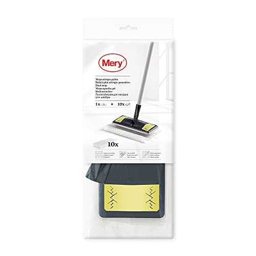 Mery Dust Catcher Mop with 10 Refills, PP,TRP Non Woven, Grey, Lime and White, 28.5 x 10.5 cm, Cloths 29.5 x 21.5 cm
