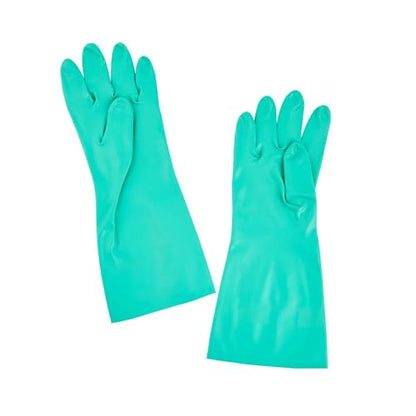 Restaurantware-Clean Tek Professional 15 Mil Medium Cleaning Gloves, 1 Pair Of Long Cuff Gloves - Flock Lining, No-Powder, Green Nitrile Chemical Tolerant Gloves, No-Latex, Heavy-Duty Tasks - color: Green, size: Medium