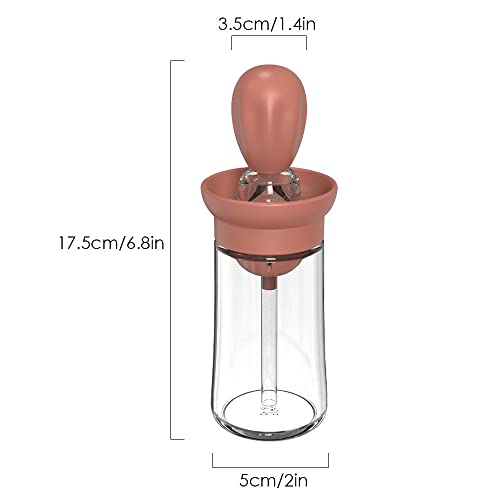 Oil Dispenser with Brush - Glass Olive Oil Dispenser for Kitchen, 2 IN 1 Oil Dispenser Bottle with Silicone Basting Brush for Cooking Vinegar Sauce BBQ Grill Frying, T-OB21, Red - color: Iron Yellow