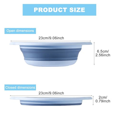 Collapsible Wash Basin, 9inch Folding Washing Bin Bucket for Cleaning with 1 Hook, Travel Outdoor Portable Washing Tub, Round Basins for Laundry, RV, Camping, Travel, Marine, BBQ, Fruits Washing (S) - size: Small