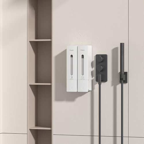 1984 Shampoo and Conditioner Dispenser Wall Mount Shower Dispenser 2 Chamber No Drill Bathroom Set Shampoo Dispenser for Shower Wall Home Hotel 400ml x 2 White - color: White 2 Chamber