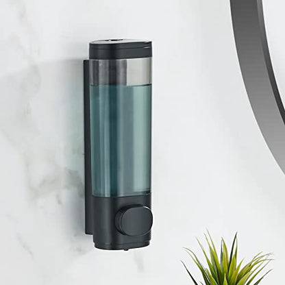 Pollock Shampoo and Conditioner Dispenser Wall Mounted, Shower Soap Dispenser 2 Chamber No Drill, Shampoo Dispenser for Shower, Body Wash Dispenser for Bathroom, Large Capacity, (Black 1 Chamber) - color: Black 1 Chamber
