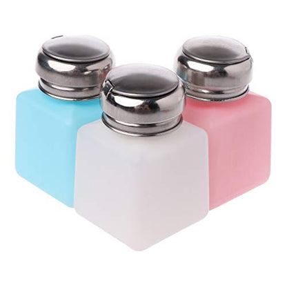 100ml Dispenser Anti-Static Push Down Bottles Lockable Square Bottle Multipurpose Bottle Blue/White,stainless steel, plastic