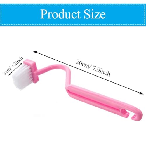 3-Pack Toilet Brush Set, V-Shaped Under Rim Cleaning Brushes with Curved Handles for Deep Corner Scrubbing, Flexible Bristles for Bathroom Sink Stove and Floor Drain, Green Pink Blue