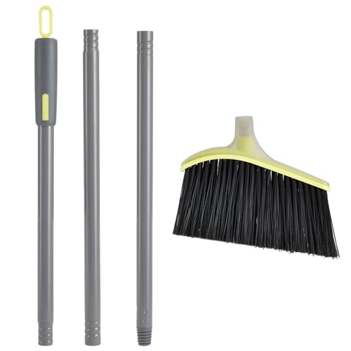 Casabella Wayclean Wide Angle Broom with Densely Packed Bristles, Gray - color: Gray