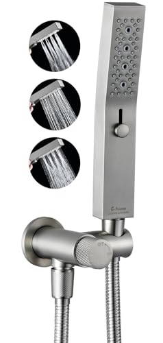 G-Promise All Metal Handheld Shower Set with 3-Function Showerwand, included Handheld Holder to Control on/off Switch and 71 Inch Tangle-Free Stainless Steel Hose Brushed Nicke - color: Brushed Nickel