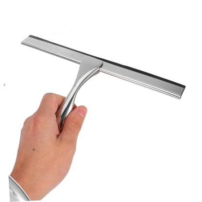 Healeved Deluxe Glass Wiper Shower Squeegee for Bathroom Stainless Steel Cleaner with Glide Handle