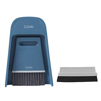 Mini Dustpan and Brush Set, Portable Snap on Design Desktop Cleaning Brush Handheld Crumb Sweeper for Sofa Car Kitchen (Dark Blue) - color: Dark Blue