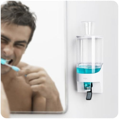 Umimile Mouthwash Dispenser for Bathroom, Plastic Mouthwash Dispenser Wall Mounted, 30.4oz(900ml) Mouthwash Container with 10Pcs Reusable Cups,White
