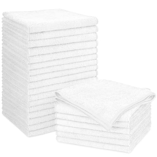 Orighty White Microfiber Cleaning Cloth, Microfiber Towels for Cars, Highly Absorbent Car Cleaning Supplies, Lint Free Cloths Clean Rags for Car Care, House, Kitchen, 12x11 inch, Pack of 24 - color: White, size: Pack of 24