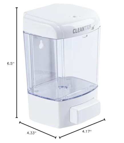 Restaurantware Clean Tek Professional 23.7 Ounce Manual Soap Dispenser 1 Wall-Mountable Soap Dispenser - With Security Key White Plastic Refillable Soap Dispenser Push Mechanism Transparent Tank - color: White