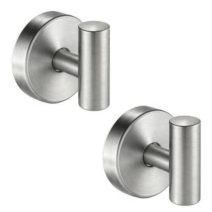 Suction Cup Hooks, Removable Shower Hooks, Brushed Nickel, 2-Pack | No Wall Damage | Strong Hold on Tile, Glass & Mirrors | Kitchen & Bathroom Use | Perfect for Towels, Loofahs, Robes & Coats - style: Brushed Nickel
