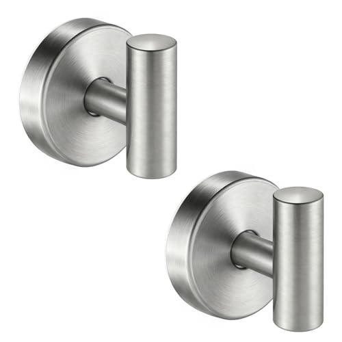 Suction Cup Hooks, Removable Shower Hooks, Brushed Nickel, 2-Pack | No Wall Damage | Strong Hold on Tile, Glass & Mirrors | Kitchen & Bathroom Use | Perfect for Towels, Loofahs, Robes & Coats - style: Brushed Nickel