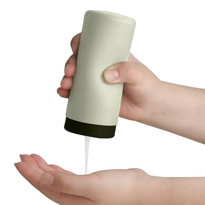 ElmRidge Dish Soap Silicone Dispenser for Kitchen Sink,Squeeze Washing Up Liquid and Hand Soap,Round refillable Silicone Bottles,Easy to Fill and to use,8.5oz,Black 2.4x2.4x5.5inch (Light Green) - color: Light Green