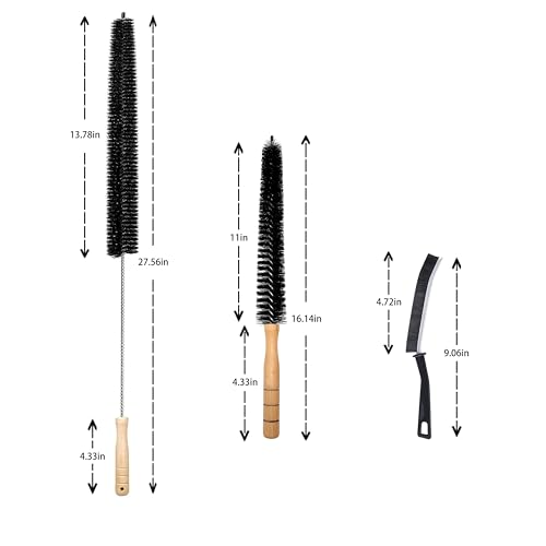 3PCS Crevice Gap Cleaning Tool Kit Brush Dryer Lint Brush Vent Cleaner 27 inch Refrigerator Condenser Coil Cleaning Brushes & Hard Bristle Crevice Cleaning Brush for Household Use