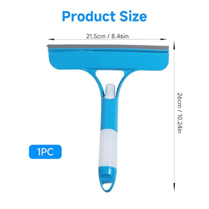 3 in 1 Window Cleaning Scraper with Sprayer, All-Purpose Squeegee for Shower Glass, Car Windows, Mirrors & Home, Window Cleaner Tool with Built-in Spray Bottle (Blue)