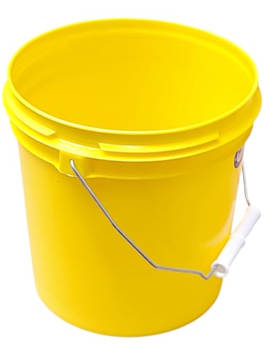 1 Gallon Bucket Pail with Handle Food Grade Safe BPA Free Polyethylene HDPE Plastic Storage Container Thickened 65Mil All Purpose Heavy Duty Premium Quality Buckets FDA Compliant (Yellow)