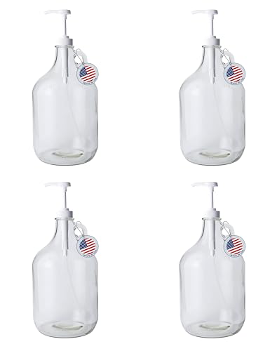 Fastrack 4-Pack 1 Gallon Glass Jug Laundry Detergent Dispenser – Airtight Screw-Top Container | Non-Slip Base | Detergent Pump Dispenser or Syrup Pump | Eco Friendly Food Grade - size: 1 Gallon - 4 Pack