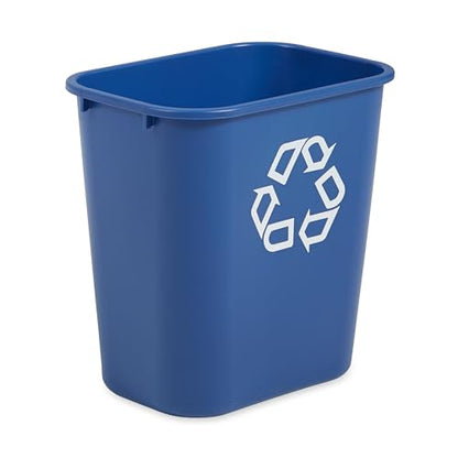 Rubbermaid Commercial Products Deskside Recycling Can, 7-Gallon/28-Quart, Blue Recycling Symbol, Plastic, for Bedroom/Bathroom/Office/Under Desk/Sink - color: Blue, size: 7 Gallons
