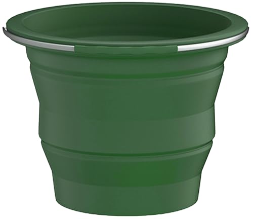 Collapsible Buckets, Silicone Bucket, Household Cleaning or Car Washing, Portable Folding Bucket for Fishing or Camping, 2.6 Gallons (10 Liters), Space-Saving Design, Round (Green) - color: Green